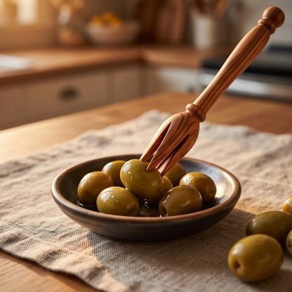 Cueille-olives en bois d'olivier 14 cm