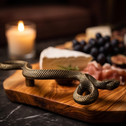 Plateau en bois d'olivier fait main avec poignée en forme de serpent