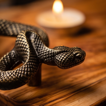 Plateau en bois d'olivier fait main avec poignée en forme de serpent