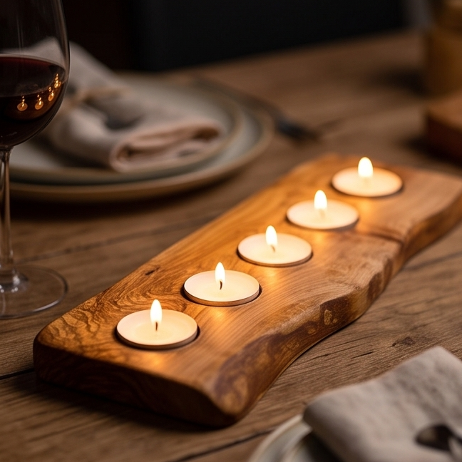 Bougeoir chauffe-plat plat en bois d'olivier | Différentes tailles