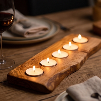 Bougeoir chauffe-plat plat en bois d'olivier | Différentes tailles