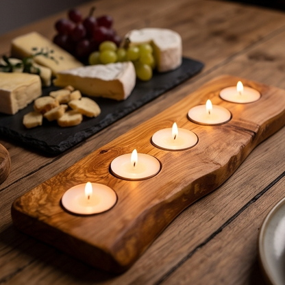Bougeoir chauffe-plat plat en bois d'olivier | Différentes tailles