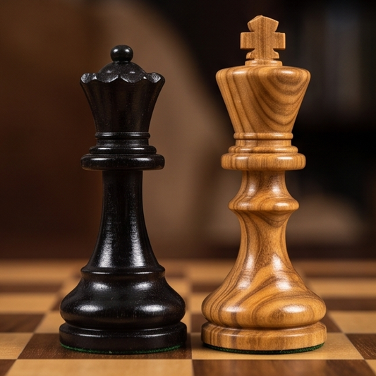 Handcrafted Olive Wood Chess Pieces Set of 32 - Wooden Chessmen