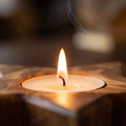 Olive Wood Star Shaped Tealight Candle Holder 10 cm, Home Decor, natural, handmade, gift