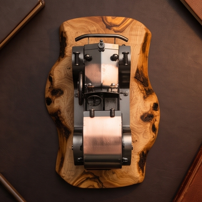 Voiture sur planche en bois d'olivier