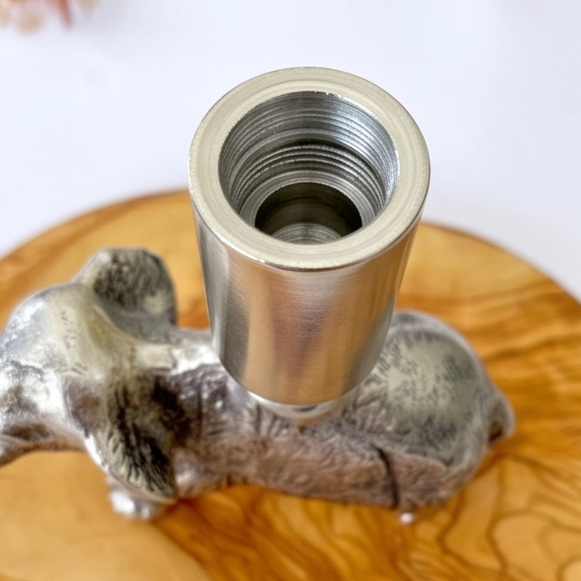 Olive wood elephant candle holder