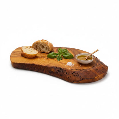 Handmade Olive Wood Long Freeform Serving Board | Live Edge Cheese Charcuterie & Grazing Platter Board | Beautiful Natural Grain | 20–50 cm