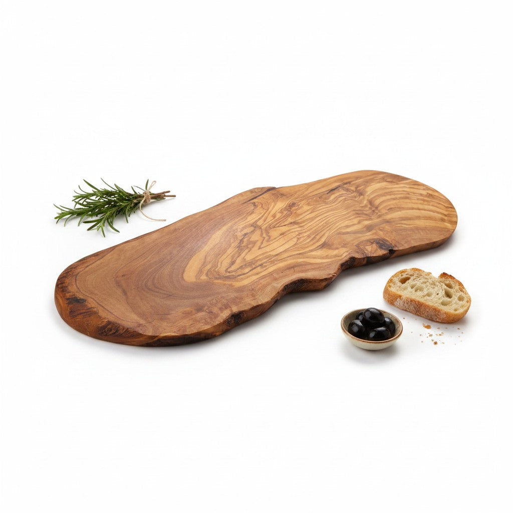Handmade Olive Wood Long Freeform Serving Board | Live Edge Cheese Charcuterie & Grazing Platter Board | Beautiful Natural Grain | 20–50 cm