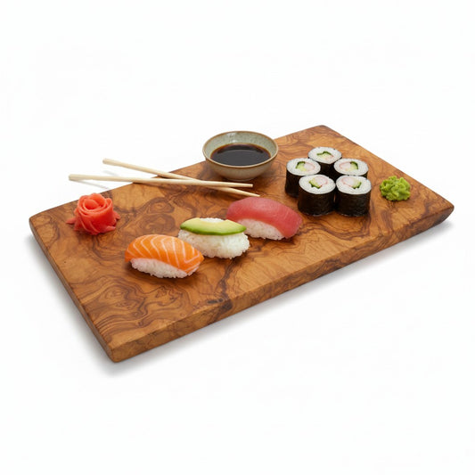 Handmade Olive Wood Rectangular Cutting Board | Thick Flat Cheese & Charcuterie Serving Board | Beautiful Natural Grain | 30–40 cm