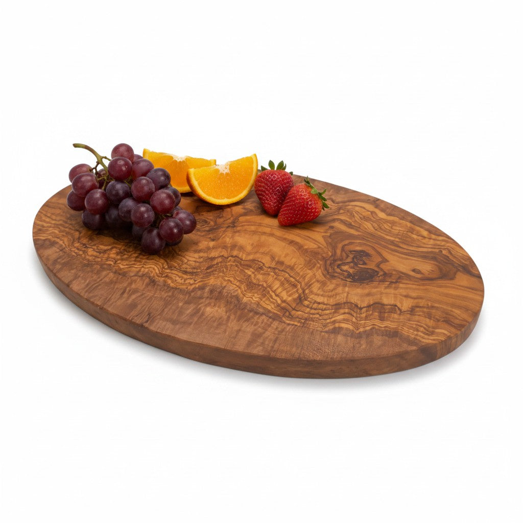 Handmade Oval Olive Wood Cutting Board | Elegant Charcuterie Cheese & Fruit Serving Board | Natural Grain | 20–40 cm