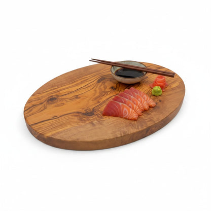 Handmade Oval Olive Wood Cutting Board | Elegant Charcuterie Cheese & Fruit Serving Board | Natural Grain | 20–40 cm