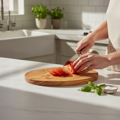 Handmade Oval Olive Wood Cutting Board | Elegant Charcuterie Cheese & Fruit Serving Board | Natural Grain | 20–40 cm