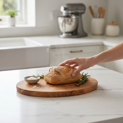 Handmade Oval Olive Wood Cutting Board | Elegant Charcuterie Cheese & Fruit Serving Board | Natural Grain | 20–40 cm