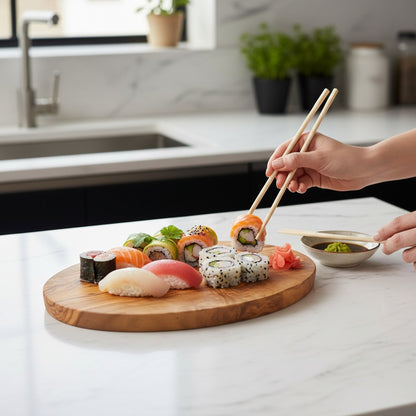 Handmade Oval Olive Wood Cutting Board | Elegant Charcuterie Cheese & Fruit Serving Board | Natural Grain | 20–40 cm