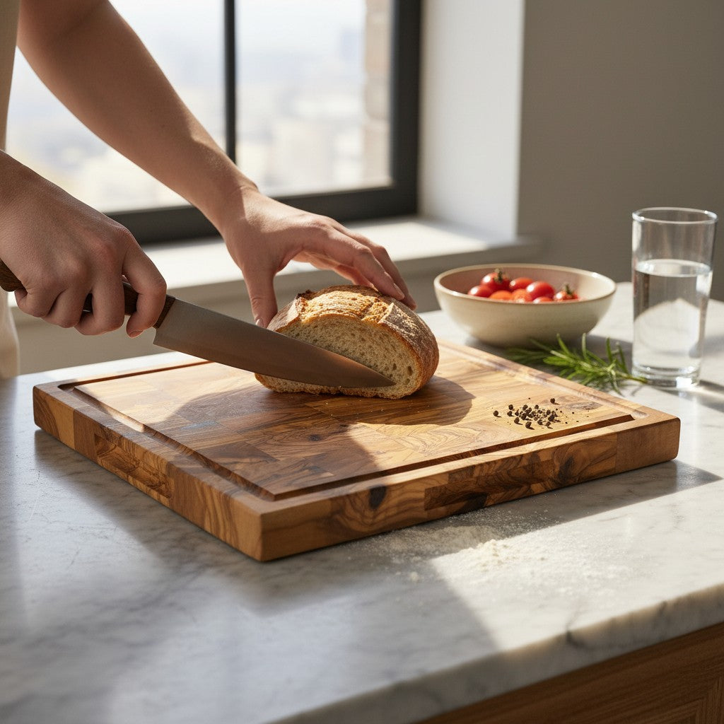 Handcrafted Olive Wood Cutting Board | 25 / 30 / 35 cm | Natural Antibacterial Kitchen Chopping & Serving Board