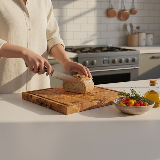 Handcrafted Olive Wood Cutting Board | 25 / 30 / 35 cm | Natural Antibacterial Kitchen Chopping & Serving Board