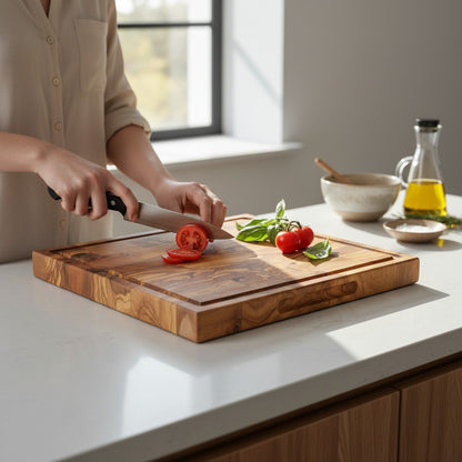 Handcrafted Olive Wood Cutting Board | 25 / 30 / 35 cm | Natural Antibacterial Kitchen Chopping & Serving Board