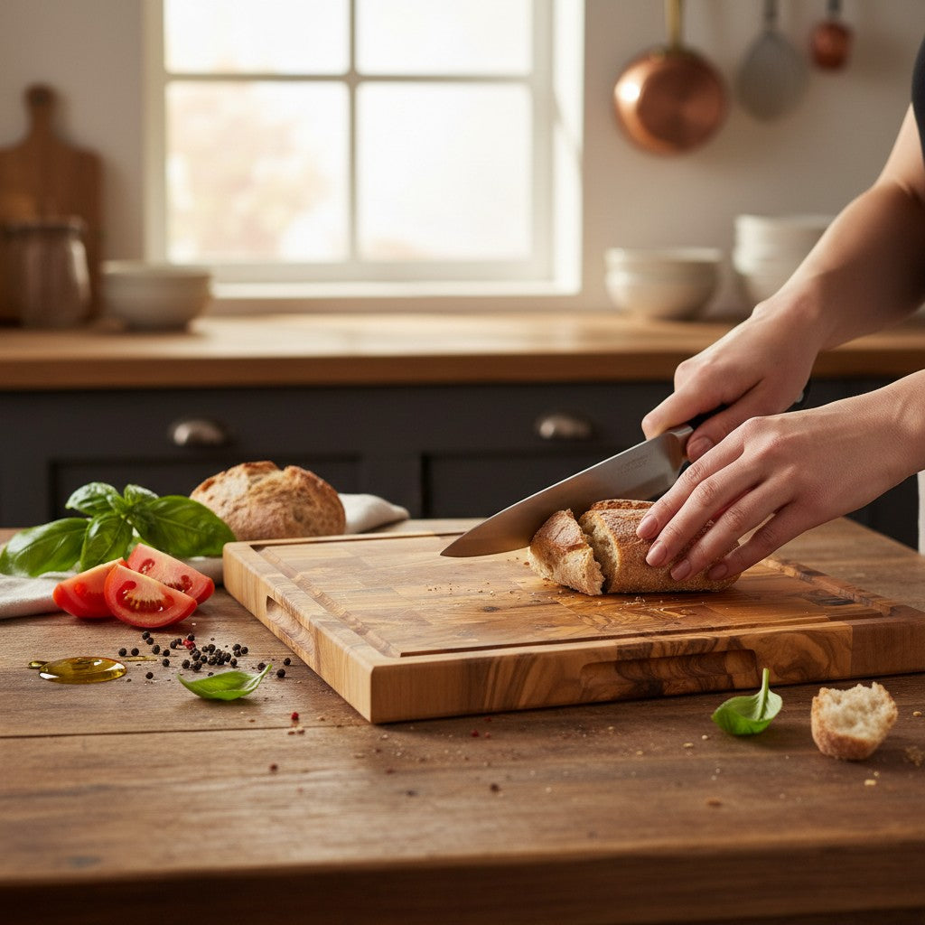 Handcrafted Olive Wood Cutting Board | 25 / 30 / 35 cm | Natural Antibacterial Kitchen Chopping & Serving Board
