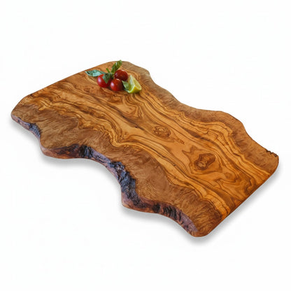 Large Handmade Olive Wood Freeform Serving Board | Extra Large Live Edge Charcuterie & Chopping Board | Unique Grain | 35–60 cm