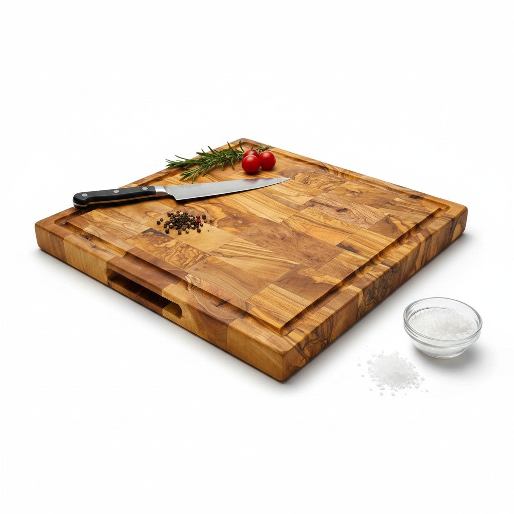 Handcrafted Olive Wood Cutting Board | 25 / 30 / 35 cm | Natural Antibacterial Kitchen Chopping & Serving Board
