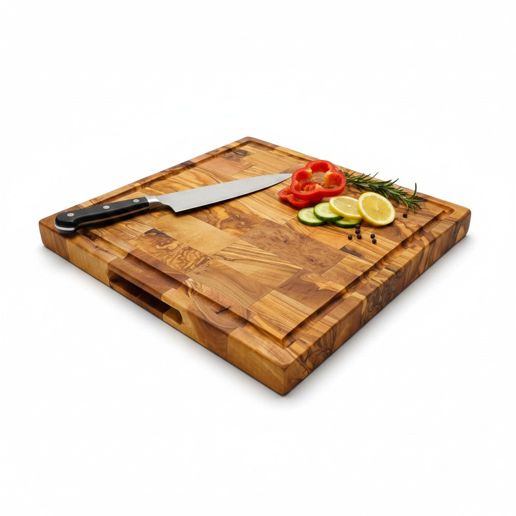 Handcrafted Olive Wood Cutting Board | 25 / 30 / 35 cm | Natural Antibacterial Kitchen Chopping & Serving Board