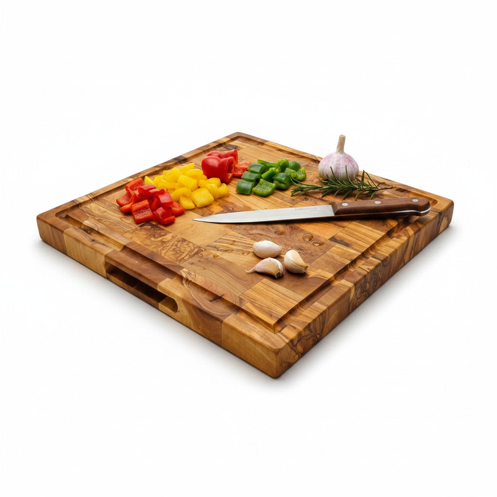Handcrafted Olive Wood Cutting Board | 25 / 30 / 35 cm | Natural Antibacterial Kitchen Chopping & Serving Board