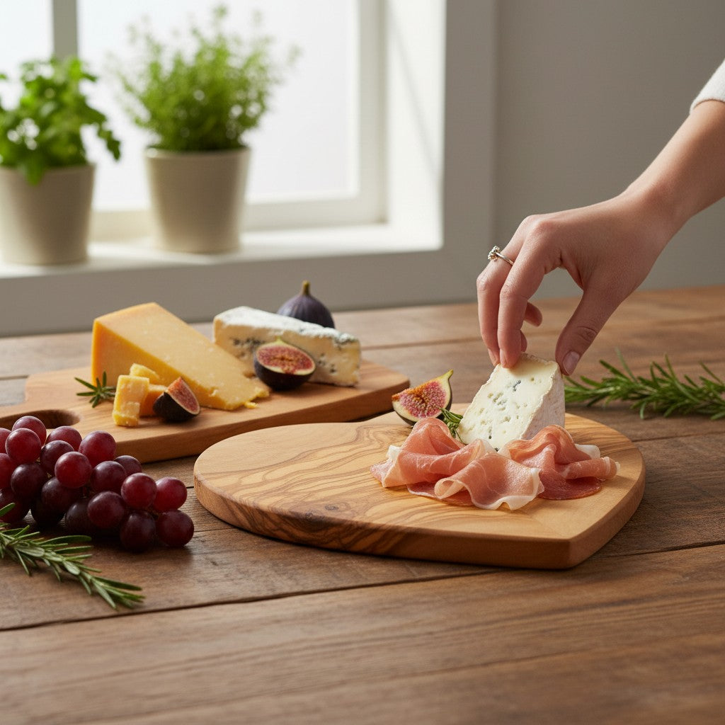 Handmade Olive Wood Heart Shaped Cutting Board | Romantic Gift Cheese & Serving Board | Natural Grain | 20 cm · 25 cm · 30 cm