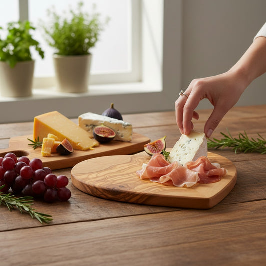 Handmade Olive Wood Heart Shaped Cutting Board | Romantic Gift Cheese & Serving Board | Natural Grain | 20 cm · 25 cm · 30 cm