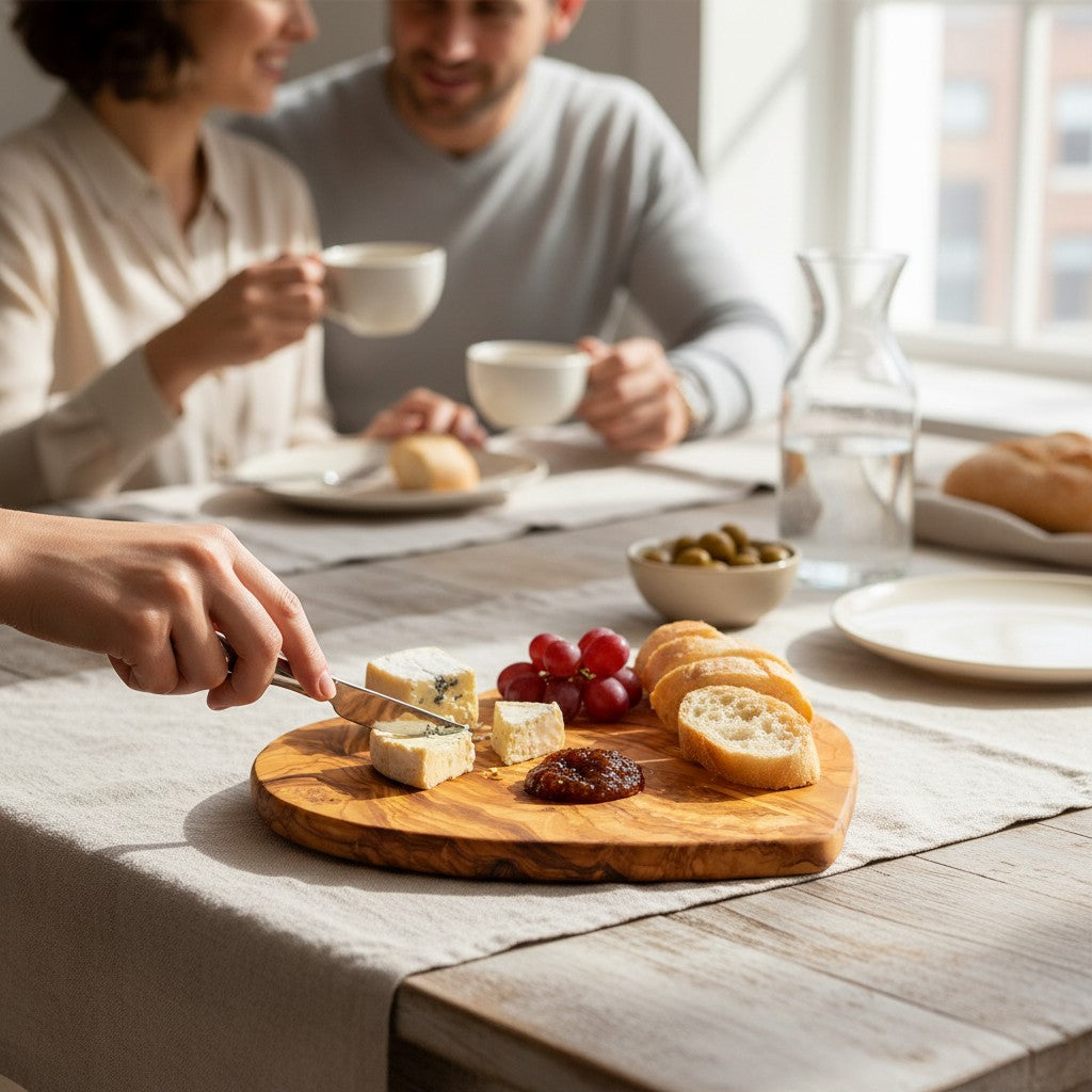 Handmade Olive Wood Heart Shaped Cutting Board | Romantic Gift Cheese & Serving Board | Natural Grain | 20 cm · 25 cm · 30 cm