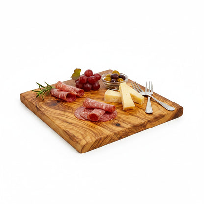 Handmade Square Olive Wood Cutting Board | Thick Solid Chopping & Serving Board | Stunning Natural Grain | 15–35 cm