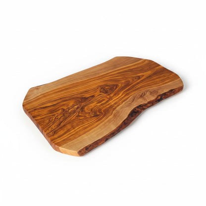 Handmade Olive Wood Live Edge Cutting Board — Rustic Charcuterie & Serving Board | Natural Bark Edge