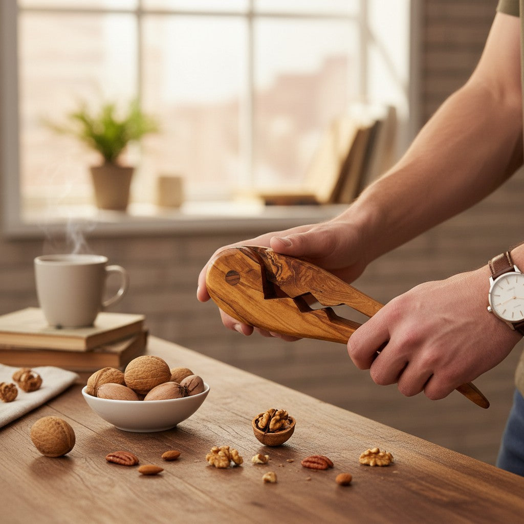 Olive Wood Pliers Nutcracker | Handheld Wooden Lever Manual Walnut Cracker