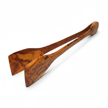 Handcrafted Olive Wood Salad Tongs - Non-Scratch Wooden Food Serving Scissors
