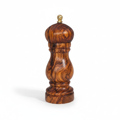 Olive Wood Spice Grinder Mill | Traditional Wooden Salt & Pepper Herb Shaker