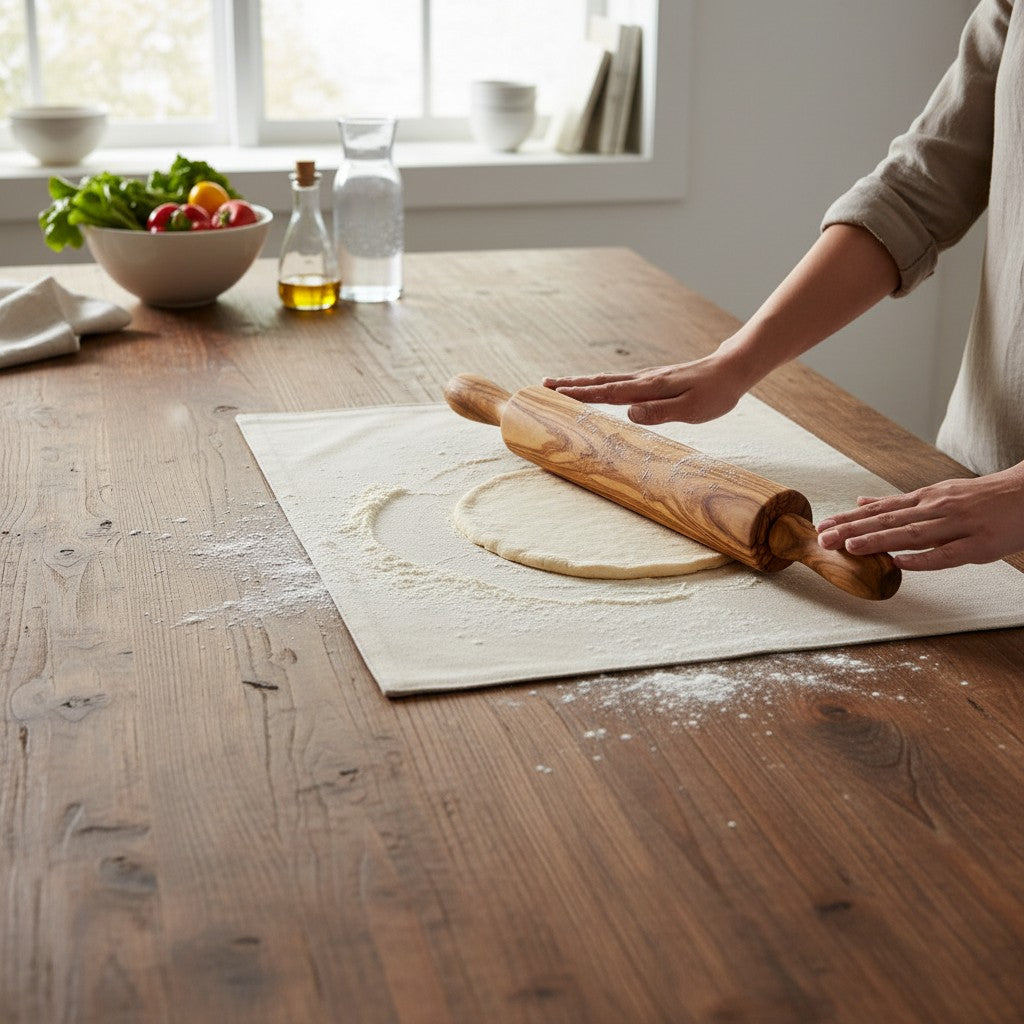 Olive Wood Professional Rolling Pin | Traditional Hardwood Pastry Dough Roller