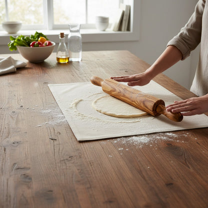 Olive Wood Professional Rolling Pin | Traditional Hardwood Pastry Dough Roller