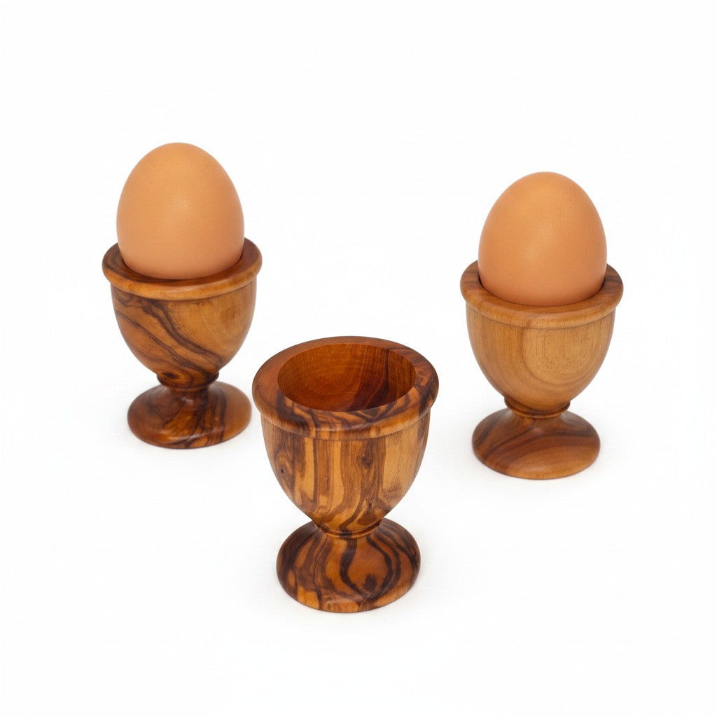 Olive Wood Egg Cup | Wooden Soft Boiled Egg Holder Breakfast Serving Stand