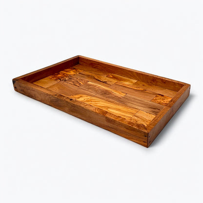 Olive wood Handcrafted Bread Cutting Board With Removable Slotted Cutting Grill And Base Serving Tray Crumb Catcher | Various Sizes