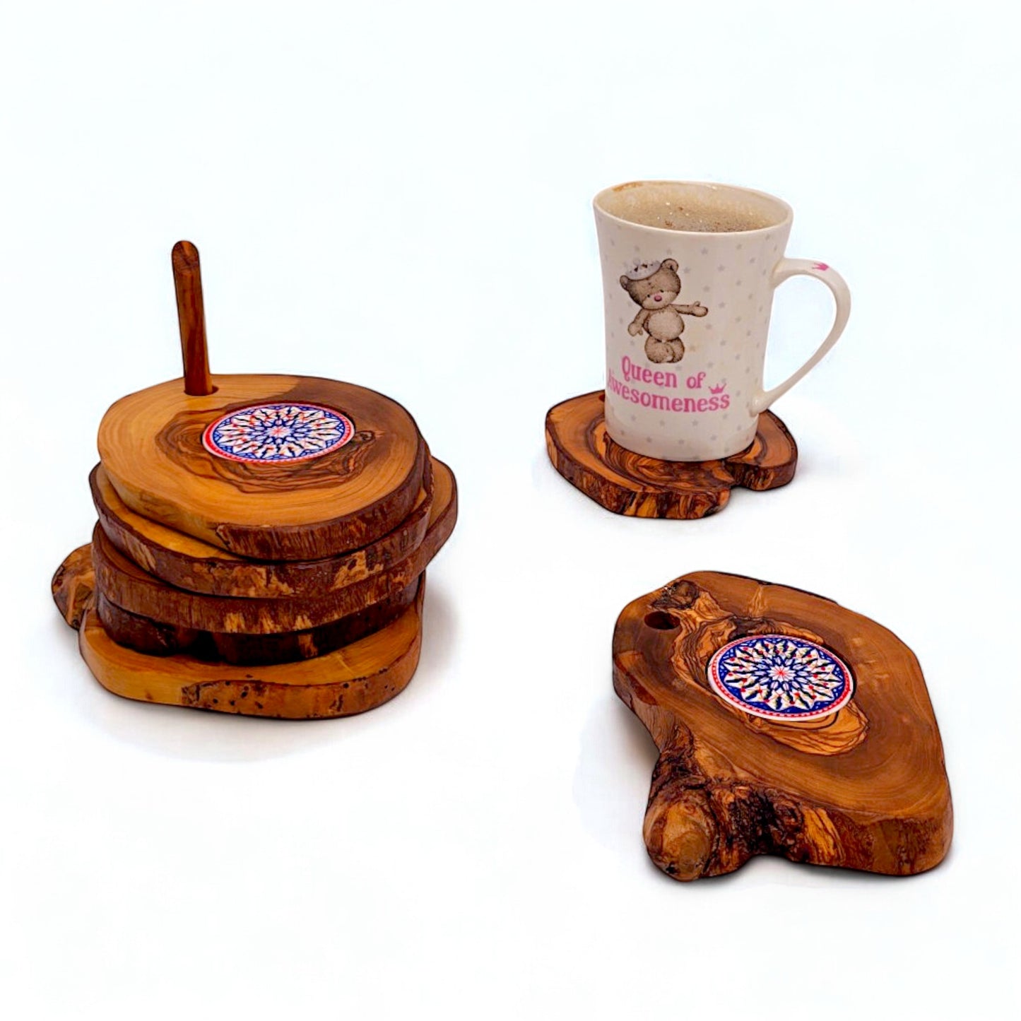 Ceramic coaster Set of 6 with Holder