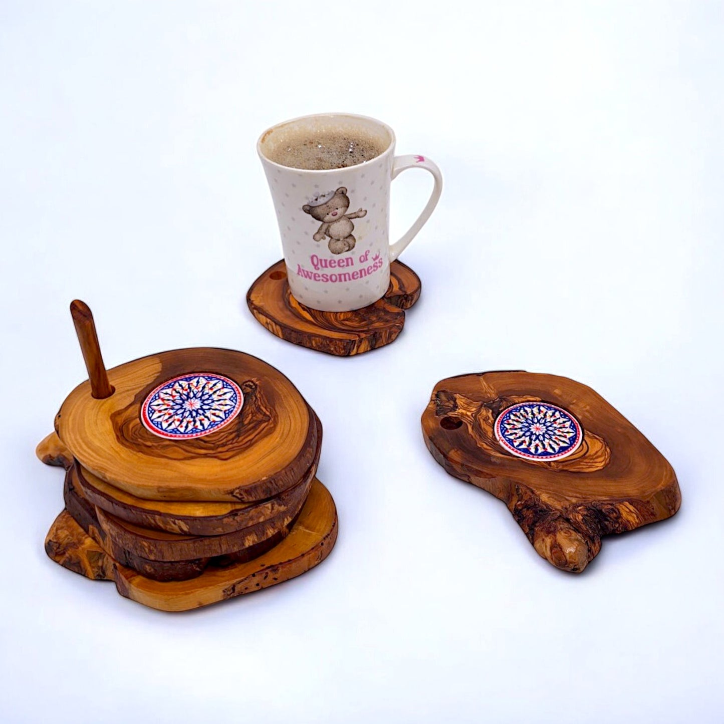 Ceramic coaster Set of 6 with Holder