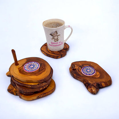 Ceramic coaster Set of 6 with Holder