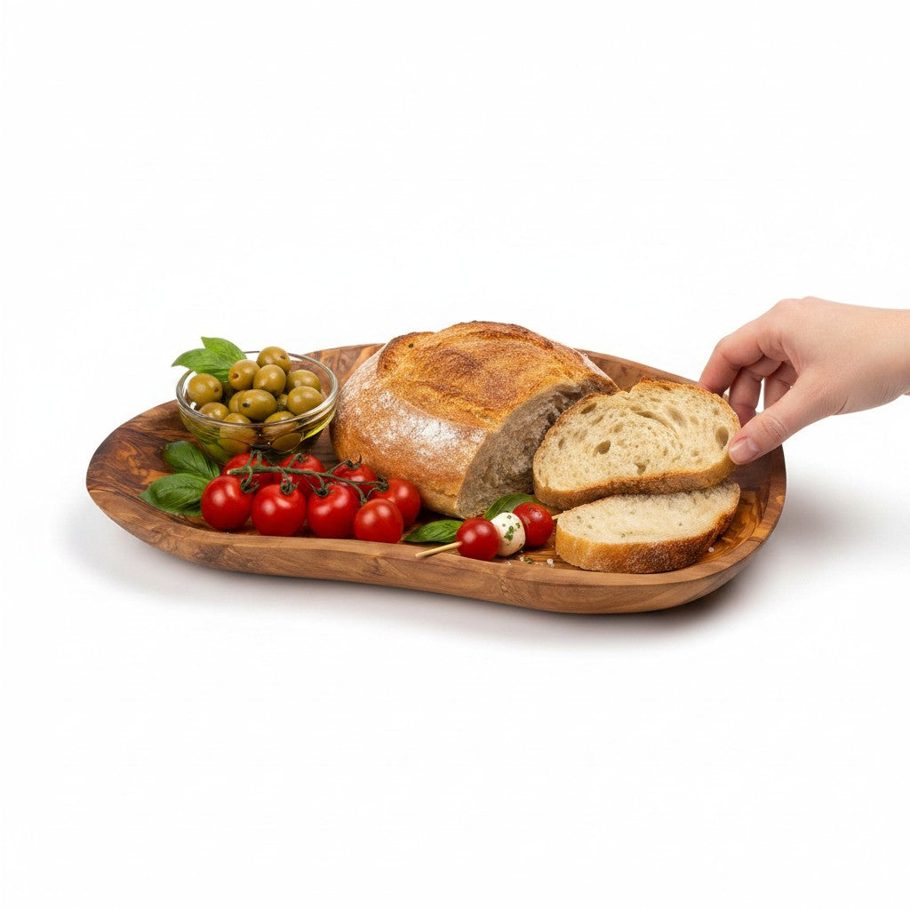 Olive Wood Charcuterie Board | Rustic Live Edge Serving Platter Cheese Tray