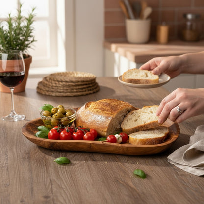 Olive Wood Charcuterie Board | Rustic Live Edge Serving Platter Cheese Tray