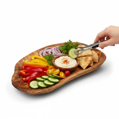 Olive Wood Charcuterie Board | Rustic Live Edge Serving Platter Cheese Tray