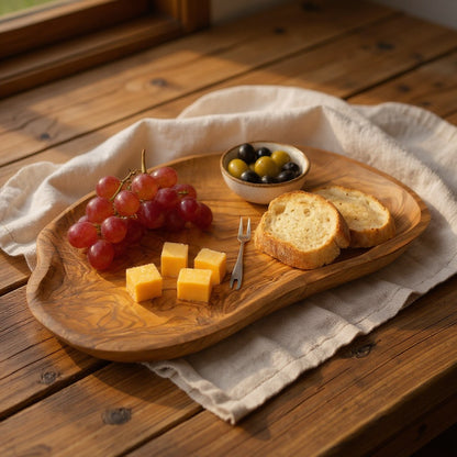 Olive Wood Charcuterie Board | Rustic Live Edge Serving Platter Cheese Tray