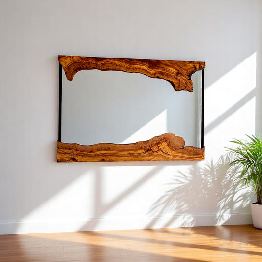 Olive Wood Framed Wooden Wall Mirror | FRAME ONLY