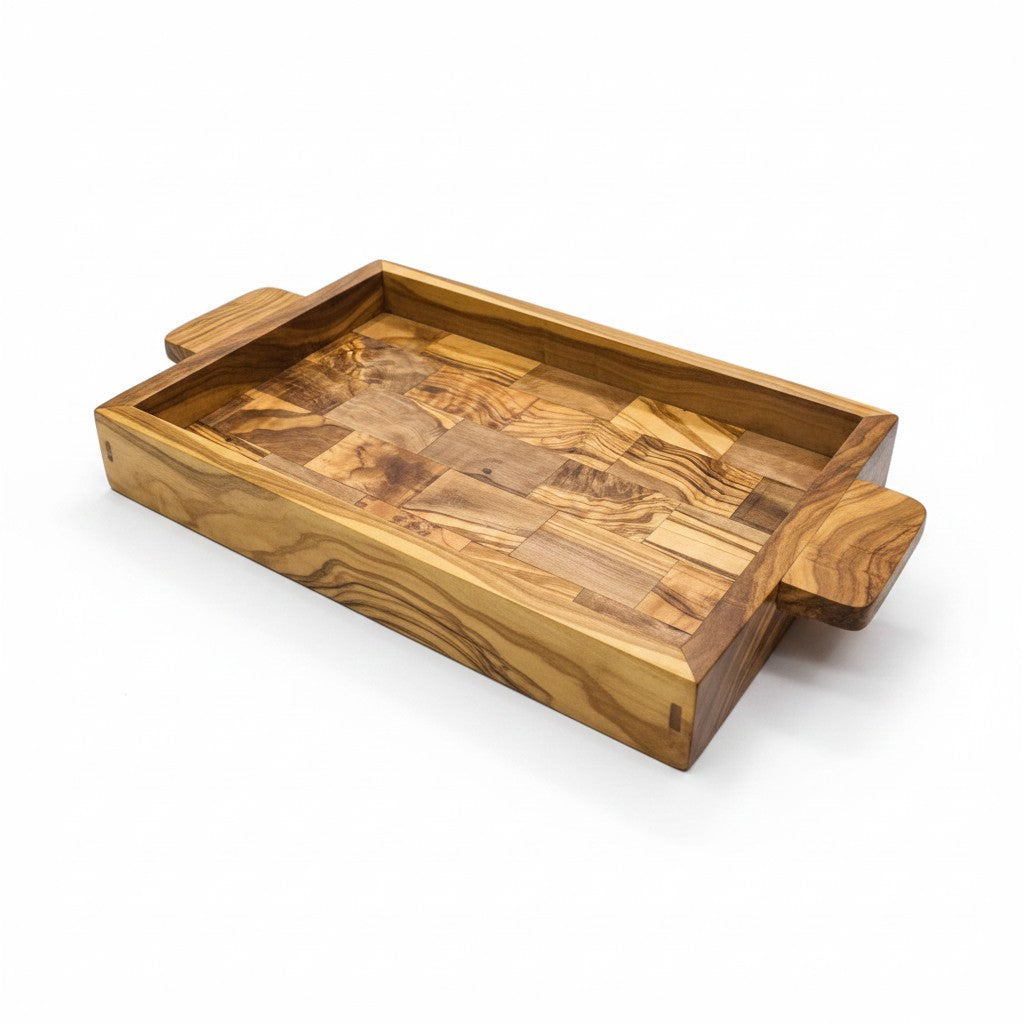 Plateau en bois d'olivier à bois de bout 40 cm et 45 cm