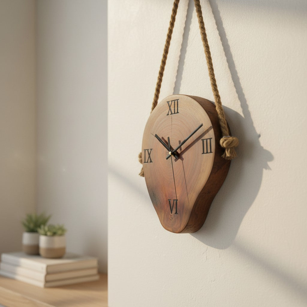 Wall Clock with Hanging Rope | Luxury Rustic Home Decor