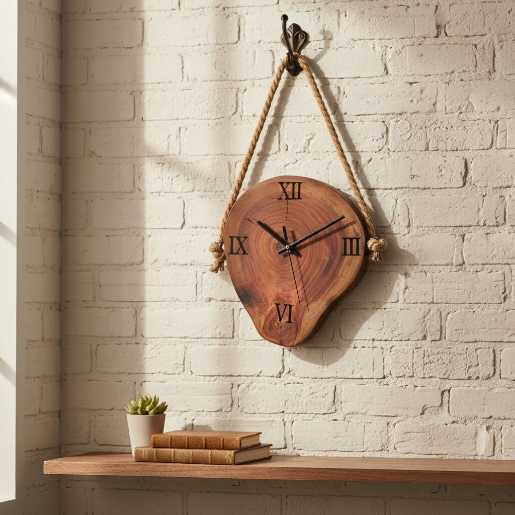 Wall Clock with Hanging Rope | Luxury Rustic Home Decor