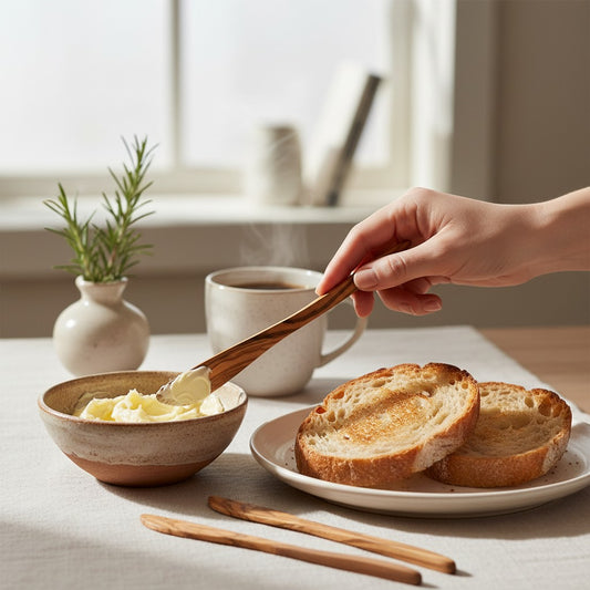Handcrafted 20 cm Olive Wood Butter Knife & Spreader